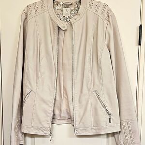 Nwot DB faux leather blush jacket with braid accent